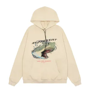 Gallery Dept Shark Print Hoodie Beige