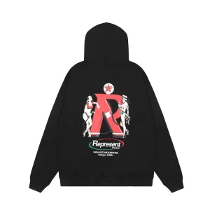 Represent Premium Gas Station Pin-Up Hoodie Black