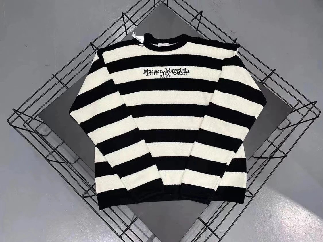Black and White Striped Knit Sweater 14