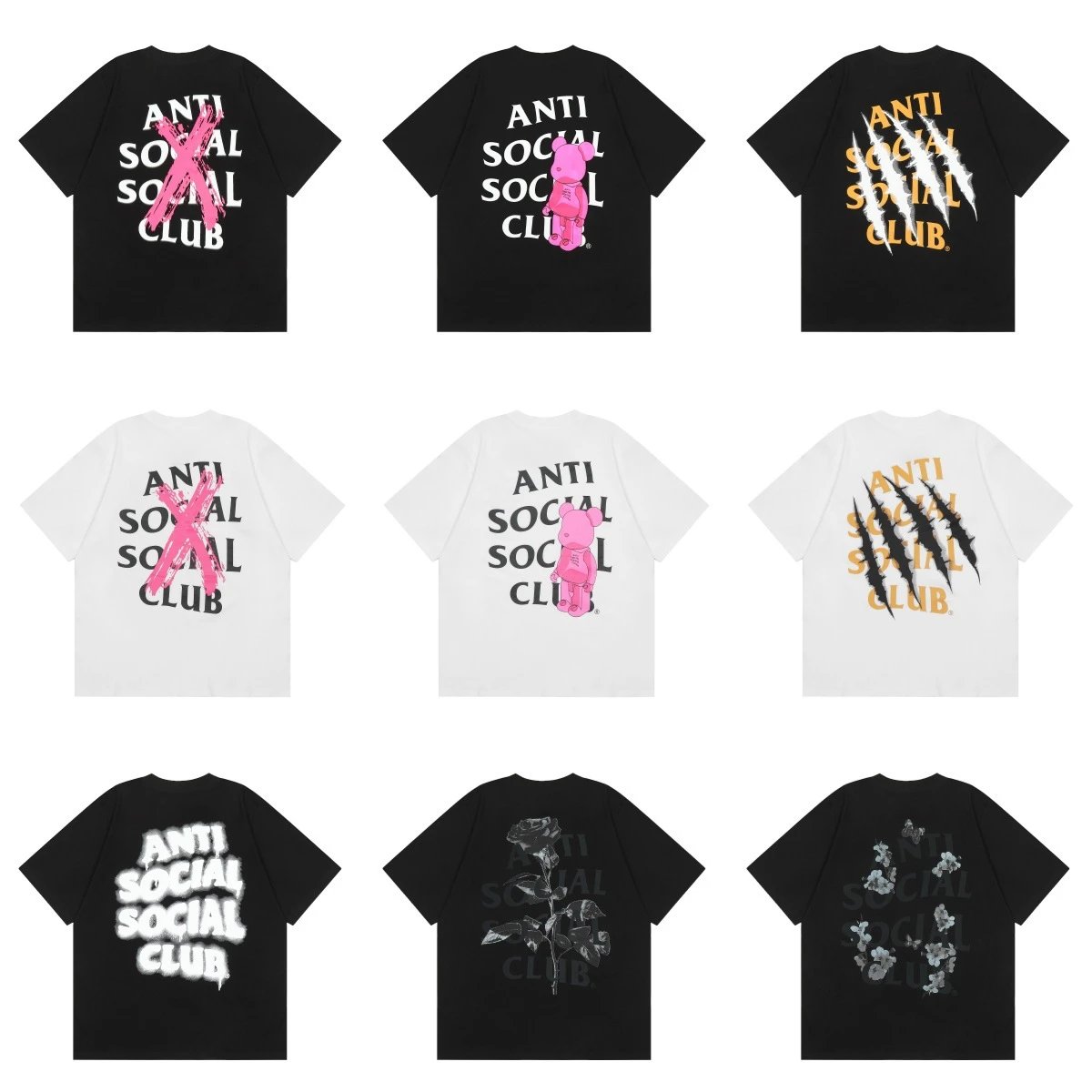 Anti Social Social Club Black White Graphic T-Shirt Set