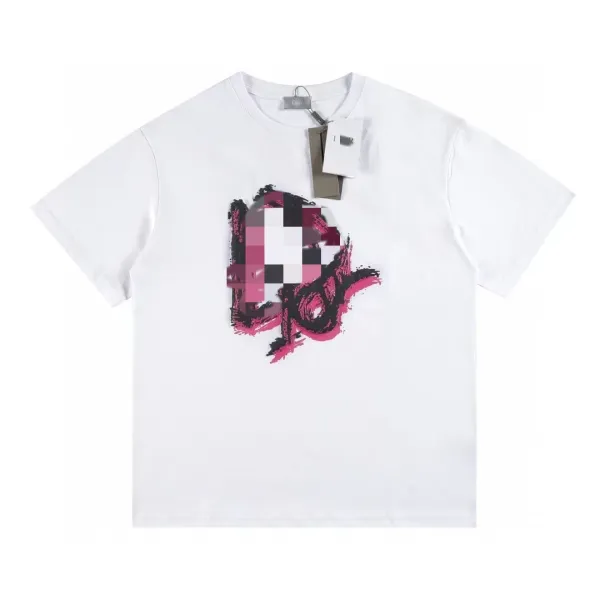Dior Oblique Pixelated Logo White T-Shirt - 1