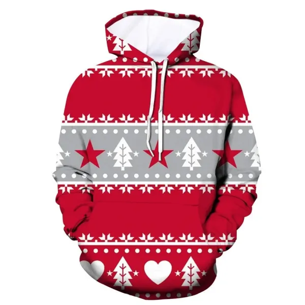 Design Festive Nordic Pattern Red Hoodie - 1
