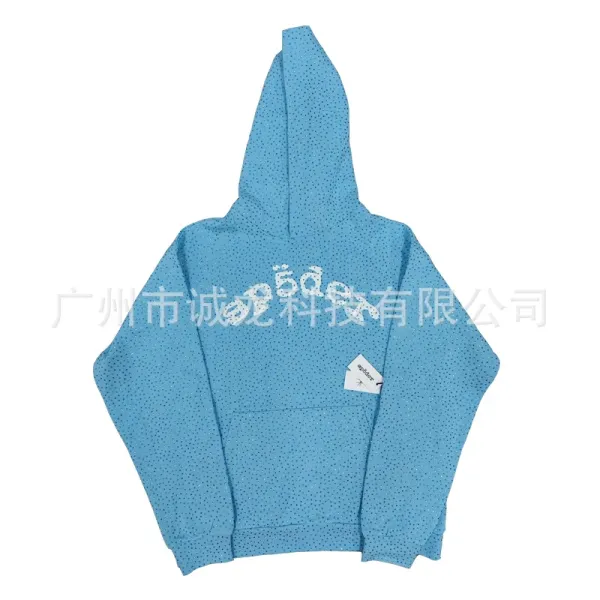 Design Perforated Dot Print Hoodie Blue - 1