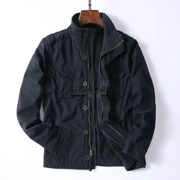Design Gan & Kang Military-Style Field Jacket Black Outerwear Jacket - 1