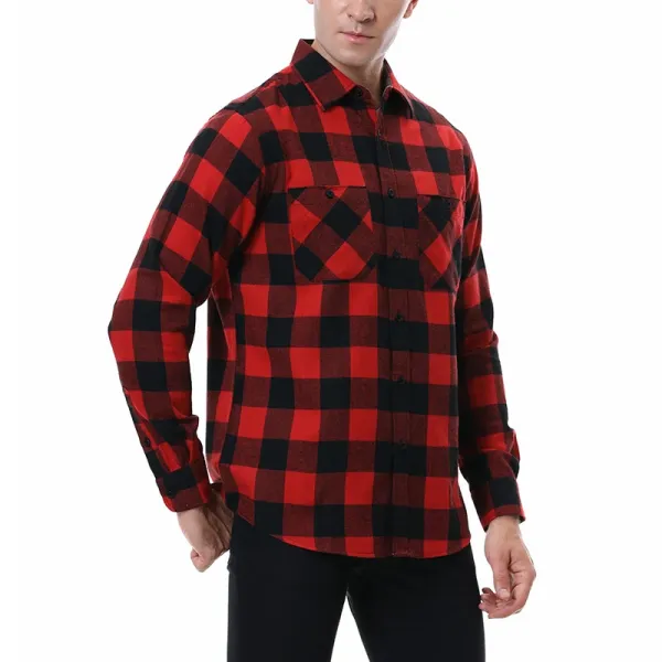 Design Red and Black Buffalo Plaid Shirt Tops Shirt - 1