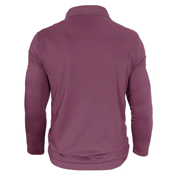 Design Utility Polo Shirt Army Green Long Sleeve Tops Polo - 7