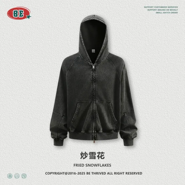 Design BE Thrived Fried Snowflakes Washed Black Hoodie - 1