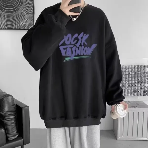 Design CDOC SK Fashion Graphic Oversized Hoodie and Washed Gray Wide-Leg Jeans Two-Piece Set - 12
