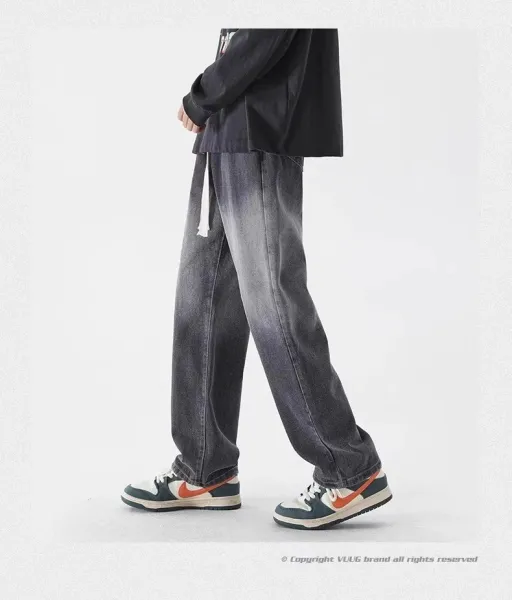 Design CDOC SK Fashion Graphic Oversized Hoodie and Washed Gray Wide-Leg Jeans Two-Piece Set - 16