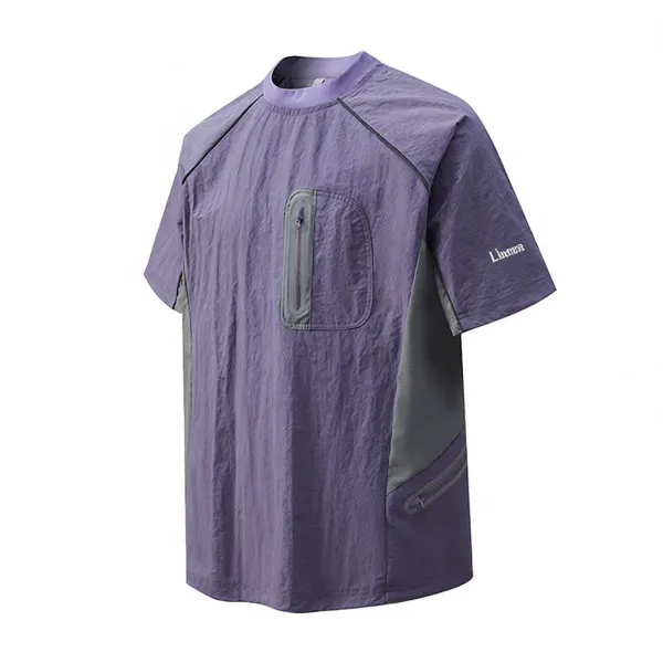 Design Libertine T-Shirt with Zippered Pocket in Purple T-Shirts - 1
