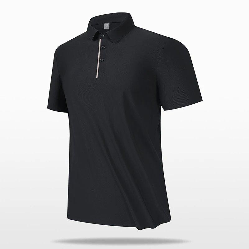 Design Minimalist Zip-Placket Black Polo Tops Polo - 1
