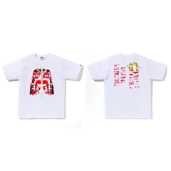 A Bathing Ape Shark Tee White Multicolor T-Shirt - 1