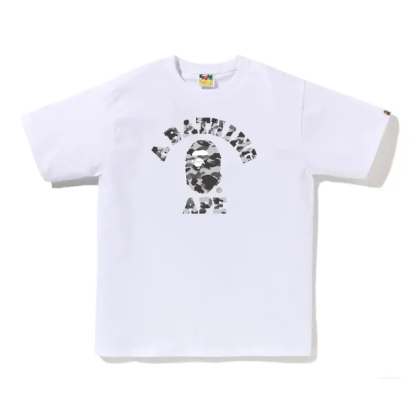 A Bathing Ape Camo Ape Head Arch Logo White T-Shirt - 1