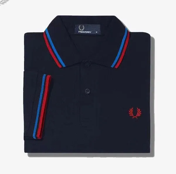 Fred Perry Twin Tipped Polo Navy with Red and Blue Trim Tops.polo - 1