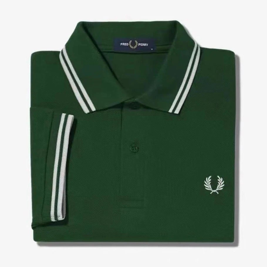 Fred Perry Twin Tipped Polo Army Green Polo Tops Polo - 1