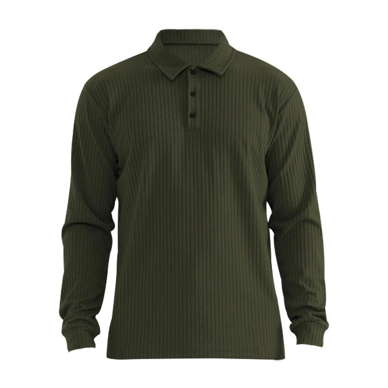 Design Long Sleeve Ribbed Polo Shirt White Tops Polo - 26