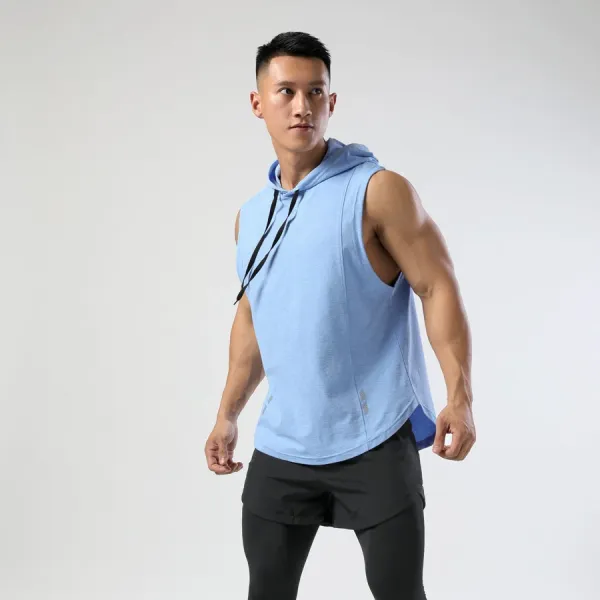 Gymshark Hooded Sleeveless Top Light Blue Activewear Vest Top - 1