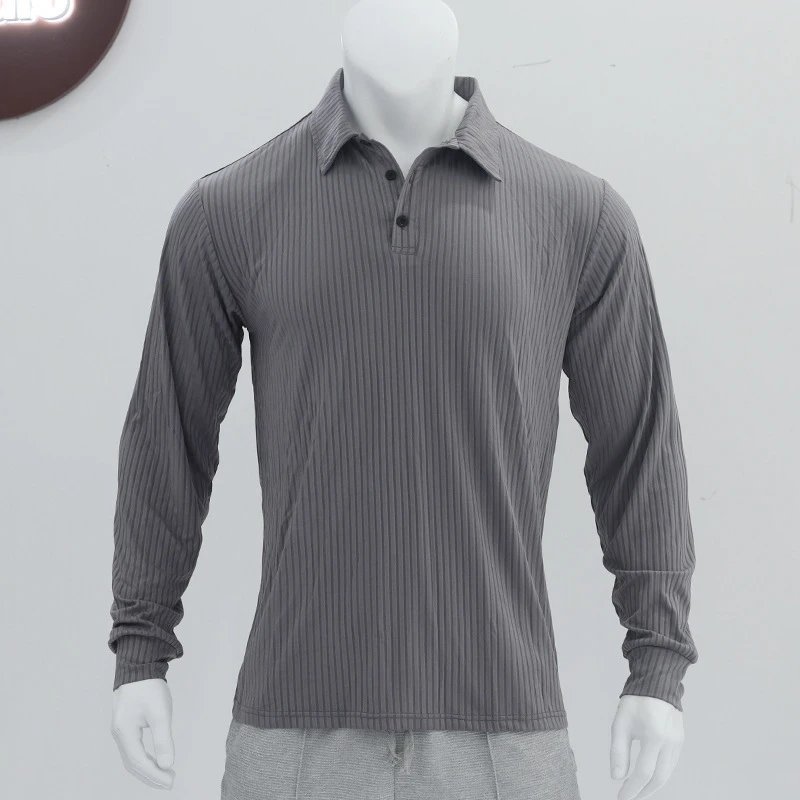 Design Long Sleeve Ribbed Polo Shirt White Tops Polo - 9