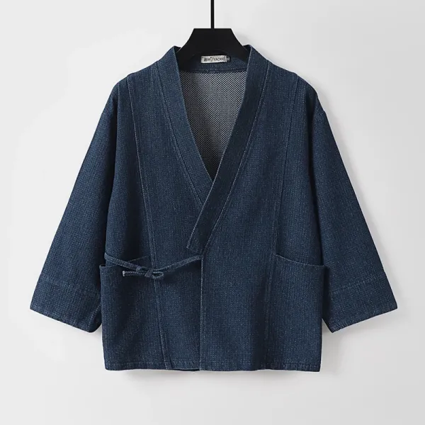 Design Haori Jacket Navy Blue Outerwear - 5