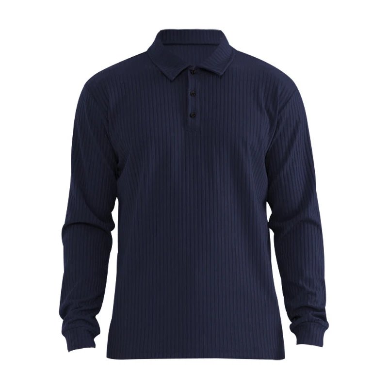 Design Long Sleeve Ribbed Polo Shirt White Tops Polo - 16