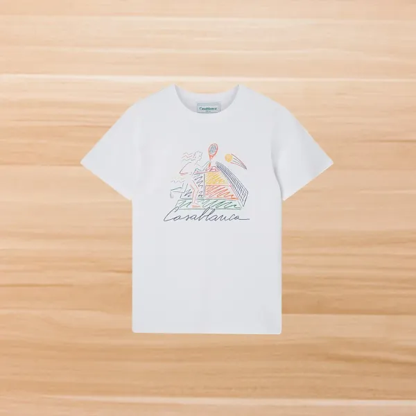 Casablanca Tennis Illustration White T-Shirt - 1