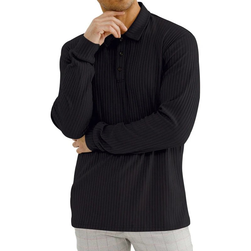Design Long Sleeve Ribbed Polo Shirt White Tops Polo - 20