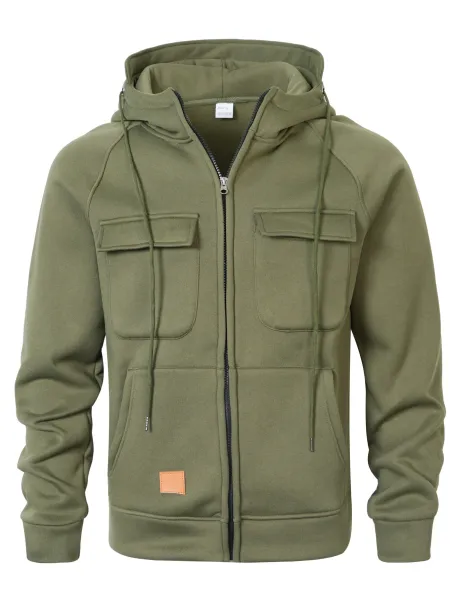Design Utility Zip-Up Hoodie Army Green - 1