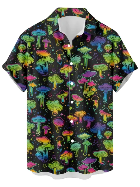 Design Cat Face Print Black Hawaiian Shirt - 27