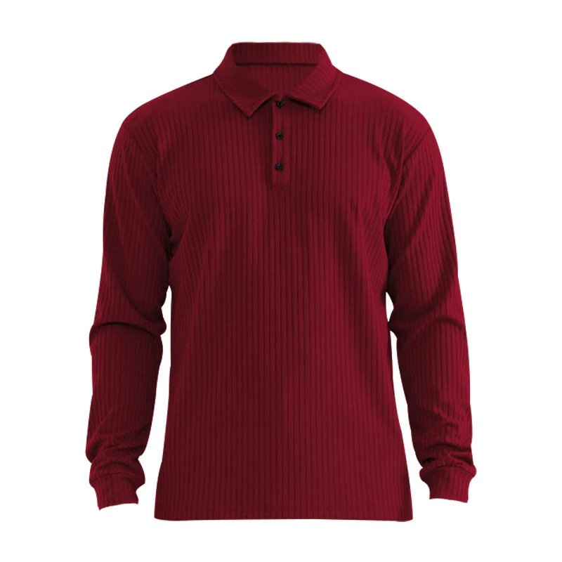 Design Long Sleeve Ribbed Polo Shirt White Tops Polo - 41