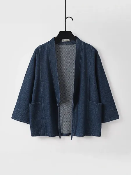Design Haori Jacket Navy Blue Outerwear - 10