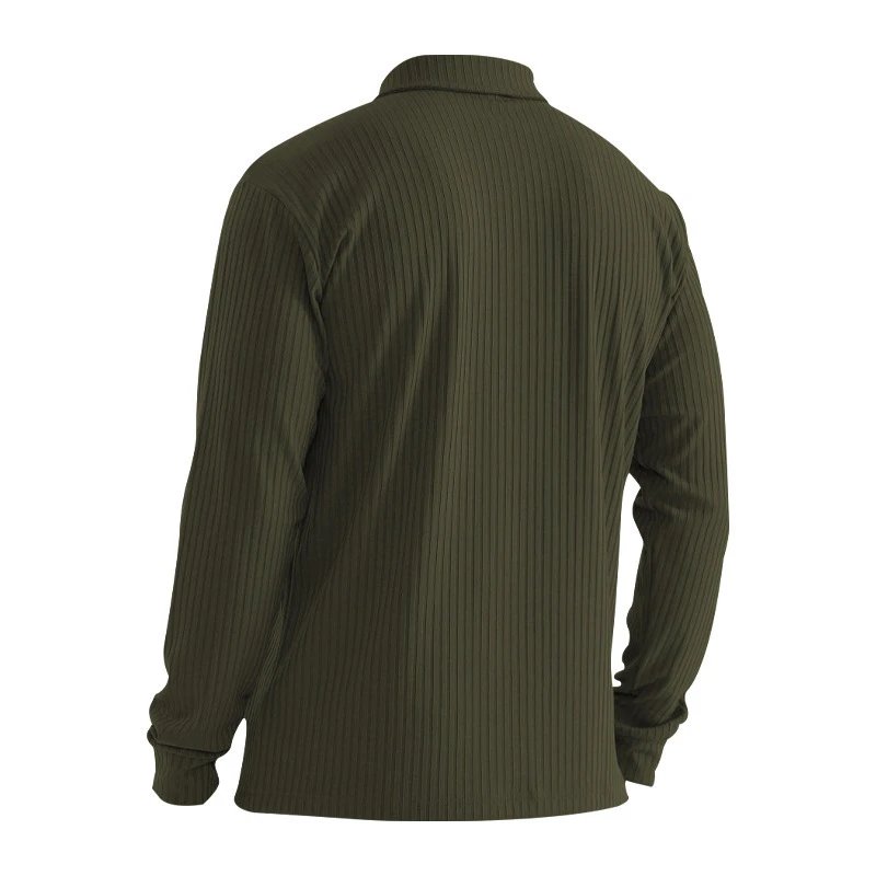Design Long Sleeve Ribbed Polo Shirt White Tops Polo - 27