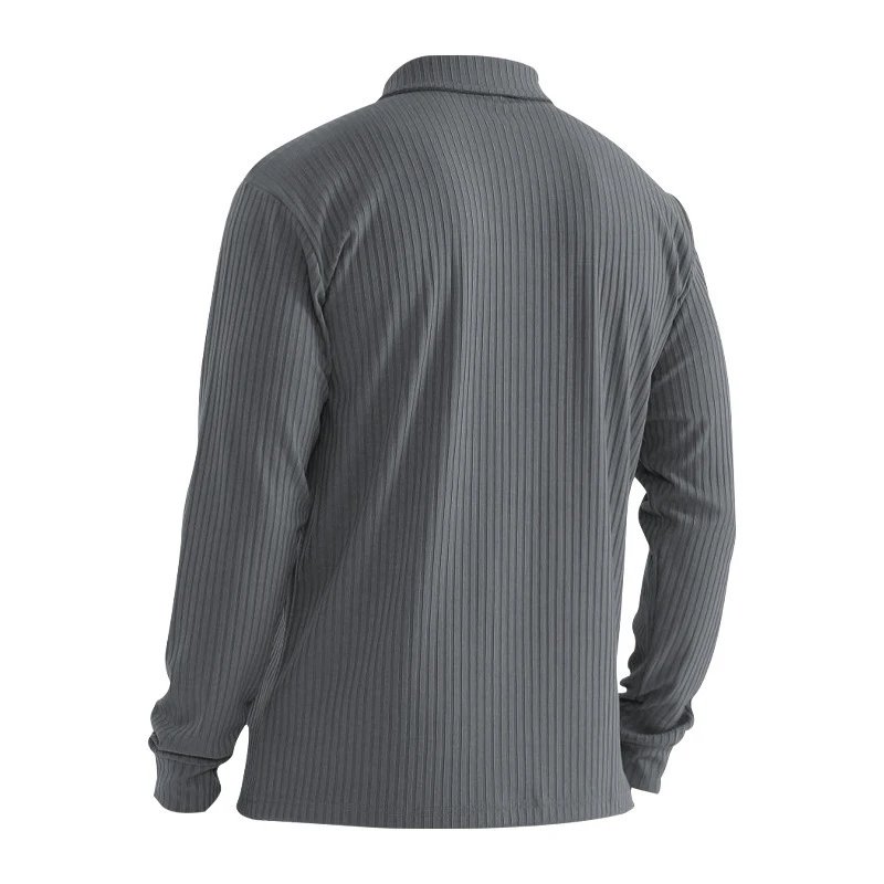 Design Long Sleeve Ribbed Polo Shirt White Tops Polo - 47
