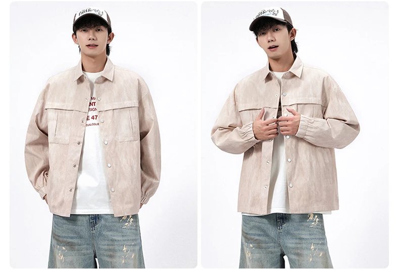 Design Acid Wash Gray Oversized Shirt Jacket Outerwear.jacket - 11