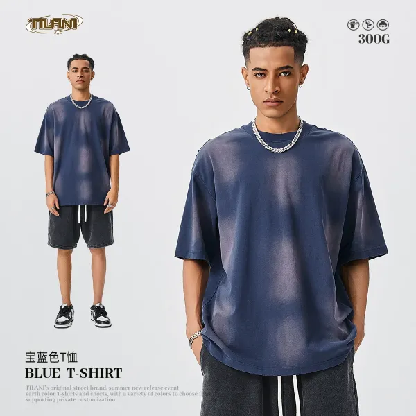 Design TILANI Blue Gradient Oversized T-Shirt T-Shirts - 1