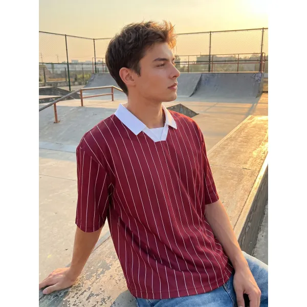 Design Pinstripe Polo Shirt Navy White Tops.polo - 14
