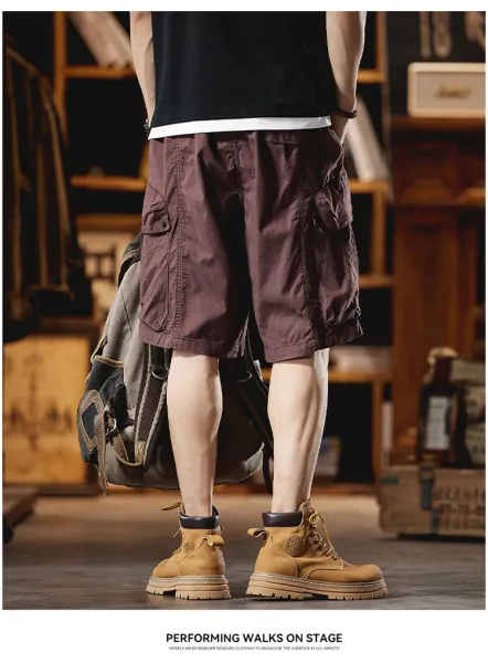 Design Cargo Shorts Black + Brown T-Shirt + Tan Boots - 23