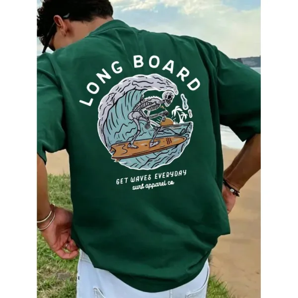 Design Surf Apparel Co Long Board Graphic T-Shirt Forest Green T-Shirts - 1