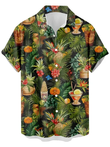 Design Cat Face Print Black Hawaiian Shirt - 33