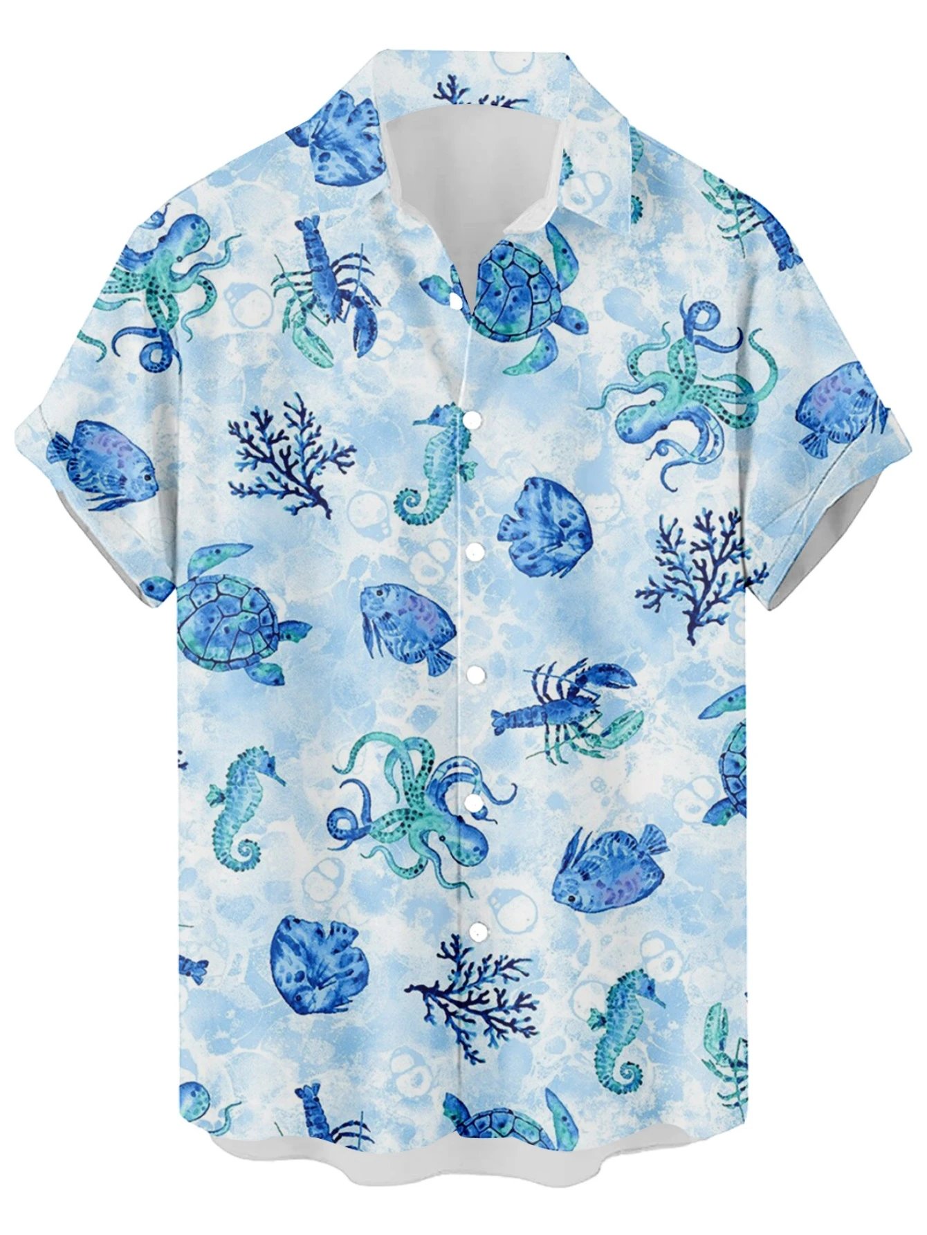 Design Cat Face Print Black Hawaiian Shirt - 34
