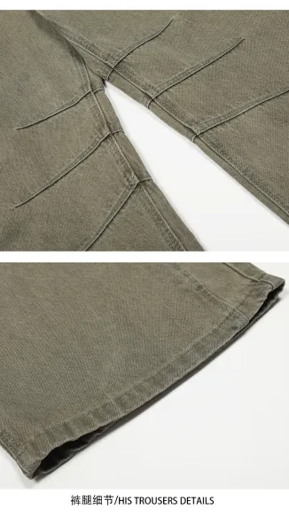 Design Wide-Leg Cargo Jeans Olive Green - 11