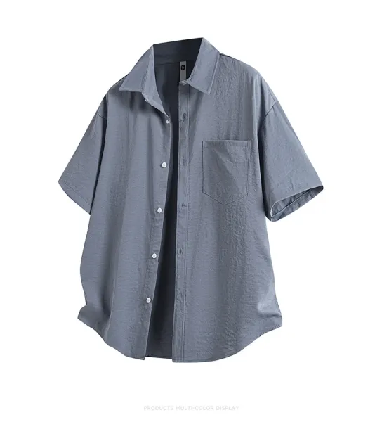 Design Oversized Short-Sleeve Shirt Beige Tops Shirt - 22
