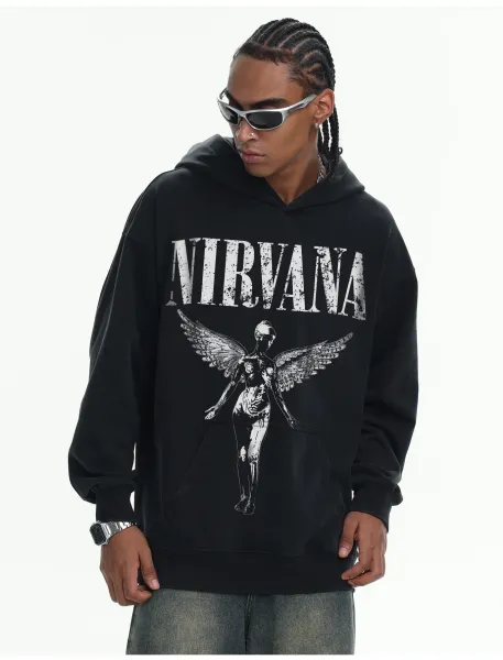 Nirvana Angel Graphic Hoodie Beige - 16
