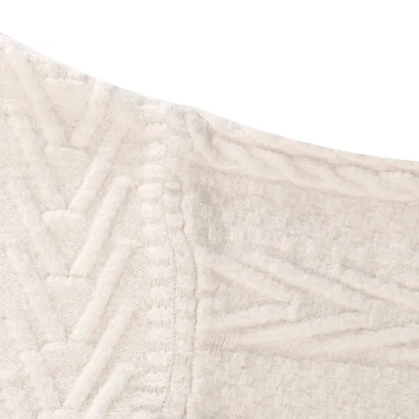 Design Cable Knit Crewneck Sweater Beige Sweater - 8