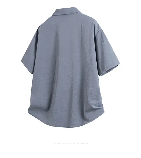 Design Oversized Short-Sleeve Shirt Beige Tops Shirt - 23