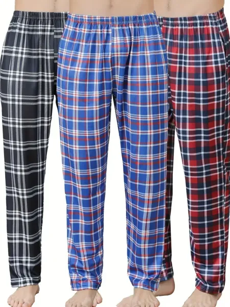 Design Plaid Flannel Pajama Pants in Charcoal, Gray-White, and Red-Black Sleepwear - 6