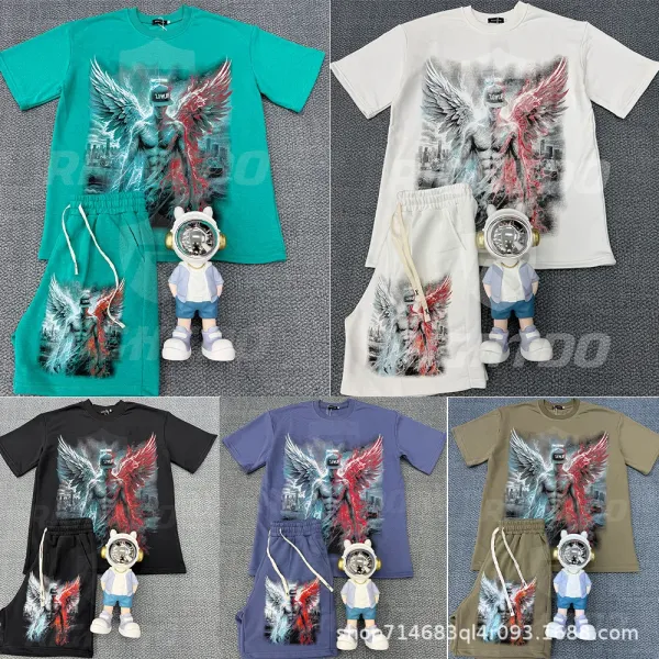 Hellstar Present Eagle Graphic T-Shirt and Sweatpants Set Multicolor - 18