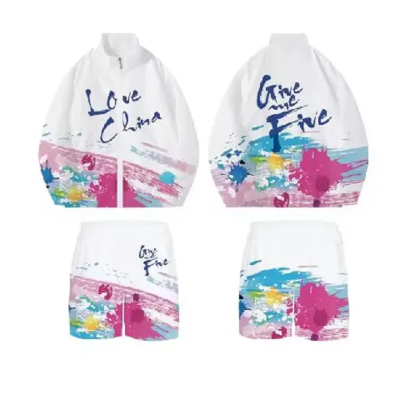 Design 'Love China' and 'Give Me Five' Paint-Splatter Track Set White Multicolor - 1