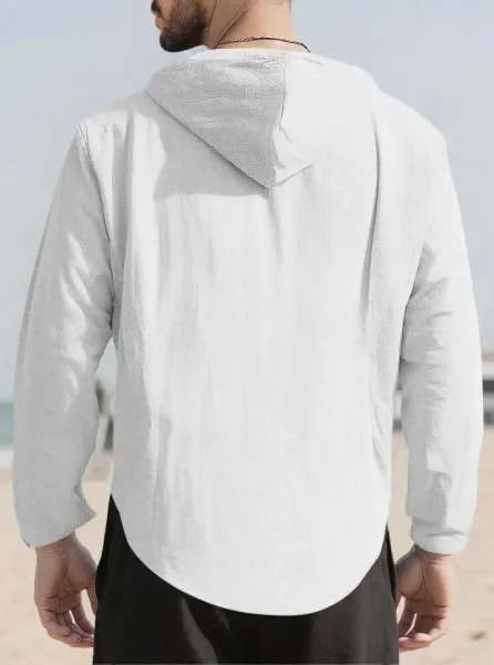 Design Hooded Button-Up Shirt Red - 11