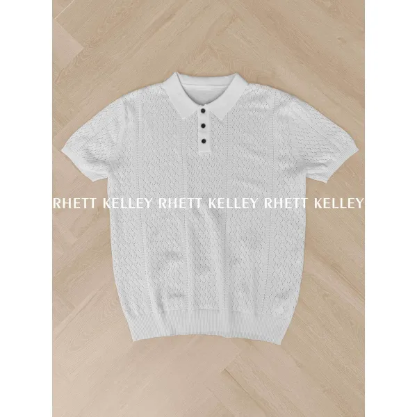 Design Rhett Kelley Knit Polo Shirt Army Green Tops Polo - 17