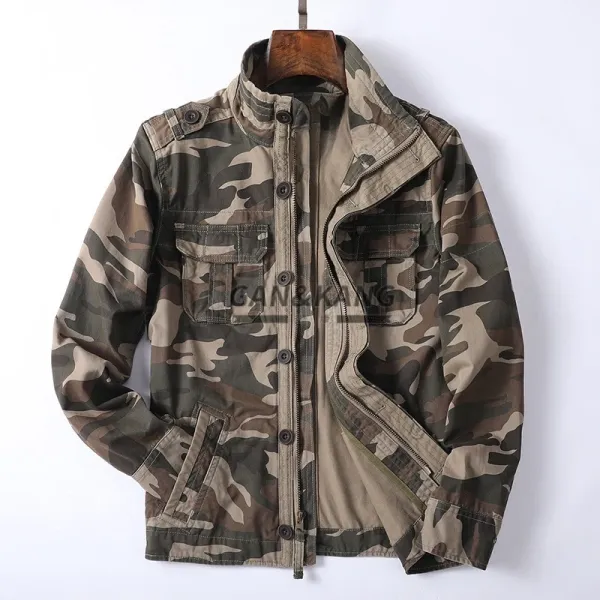 Design Camouflage Military-Style Field Jacket Multicolor Outerwear Outerwear.jacket - 1